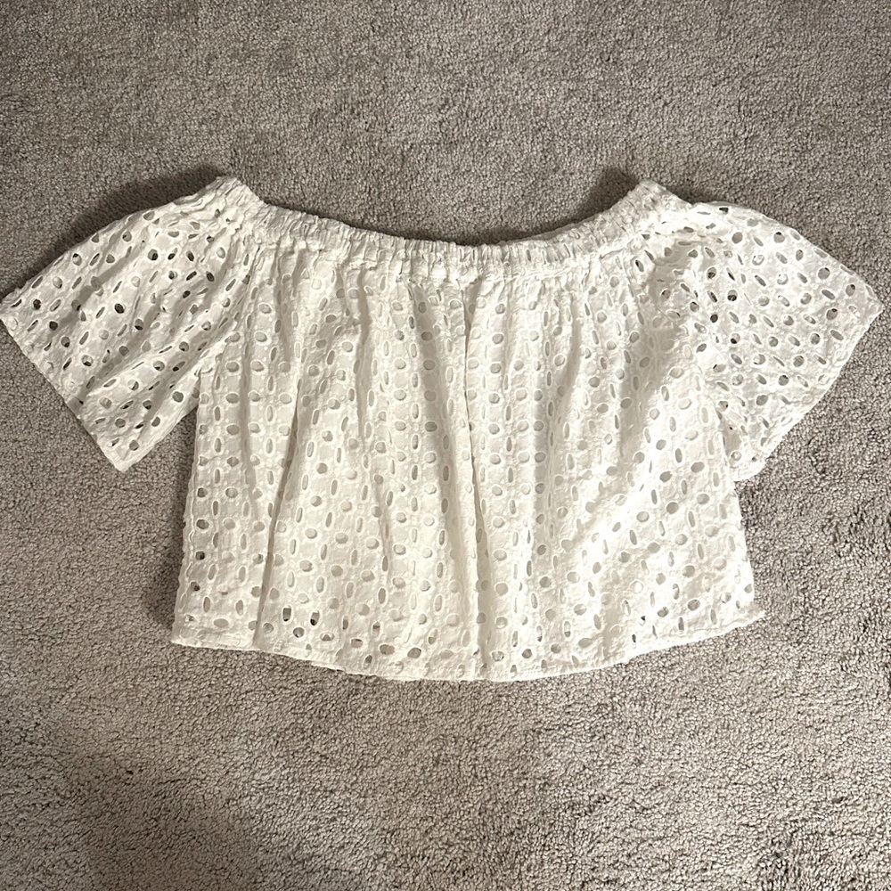 White Off The Shoulder Cropped Top SIZE LARGE